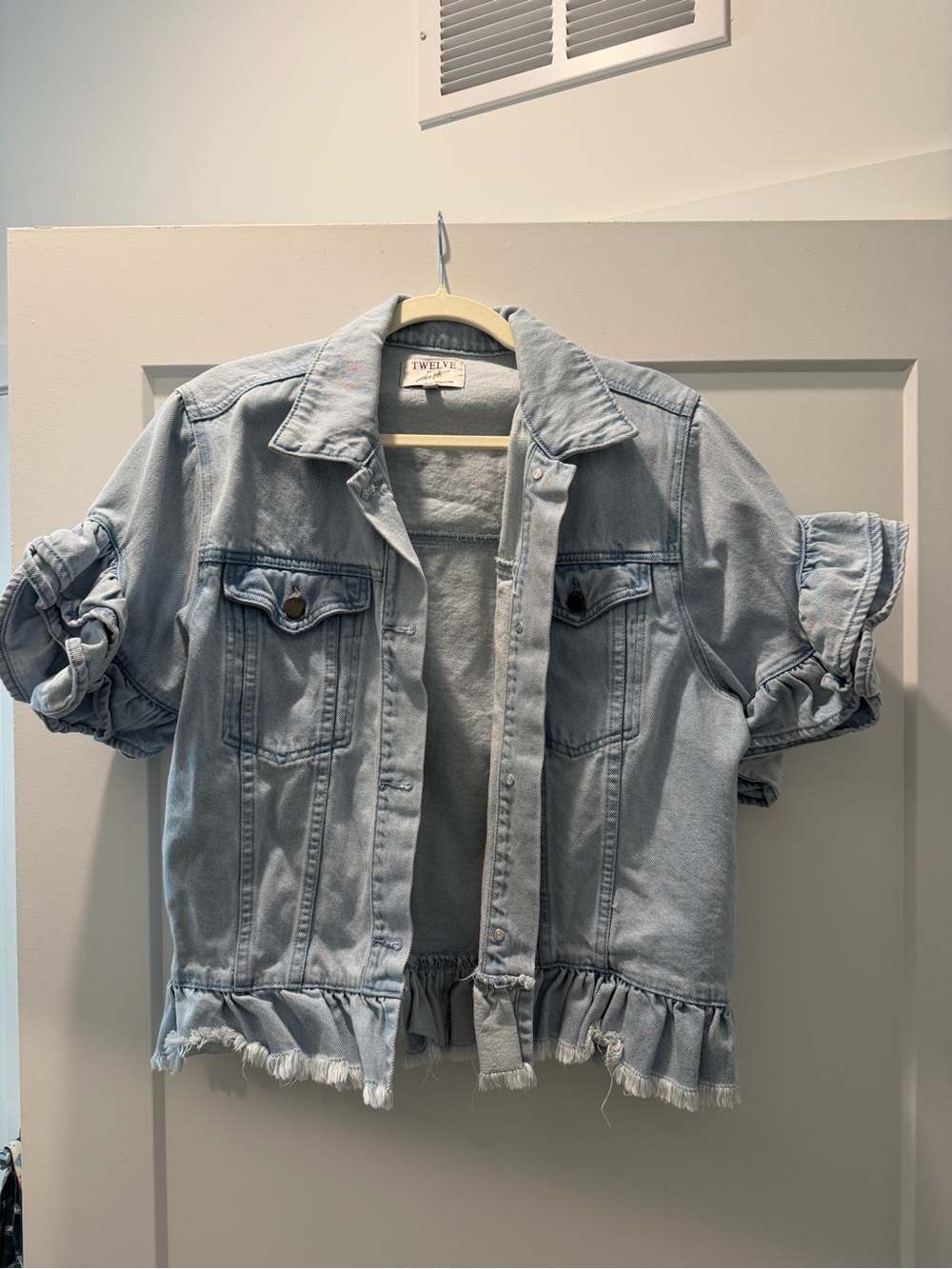 Vici Ruffle Hem Denim Jacket